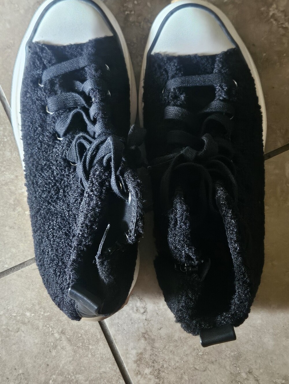 Steve Madden Black Fuzzy Lace-Up Sneakers